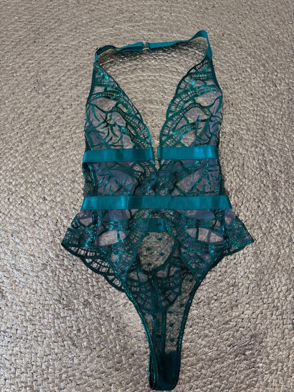 Sheer Emerald Lace Teddy Bodysuit - Women's Intimates